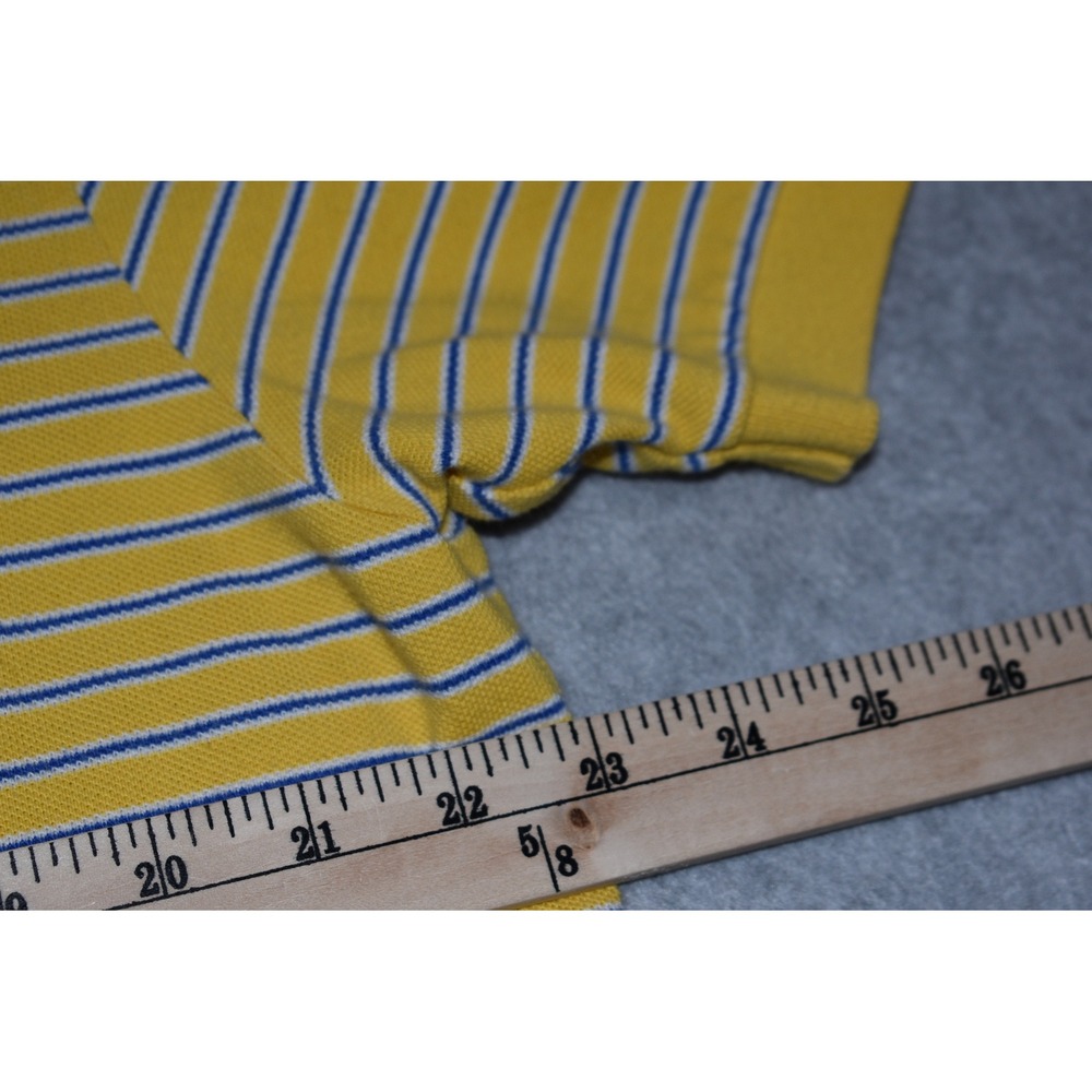 Polo Ralph Lauren Polo Shirt Mens XL Yellow Blue Striped Short Sleeve Pony Logo - Picture 5 of 7